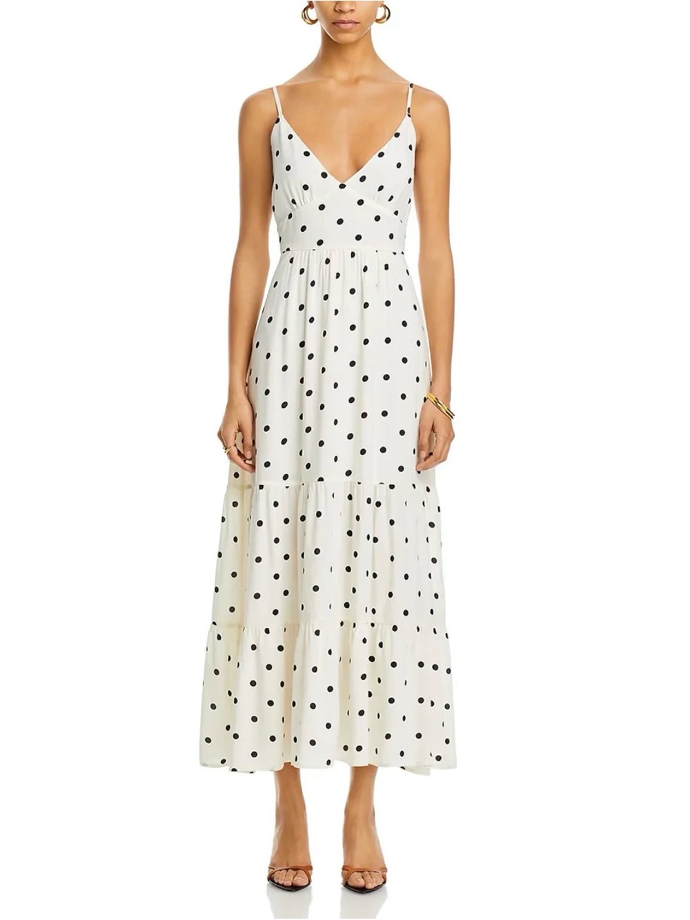 Aqua Dot Strappy Back Maxi Dress Black White Camisole Polka